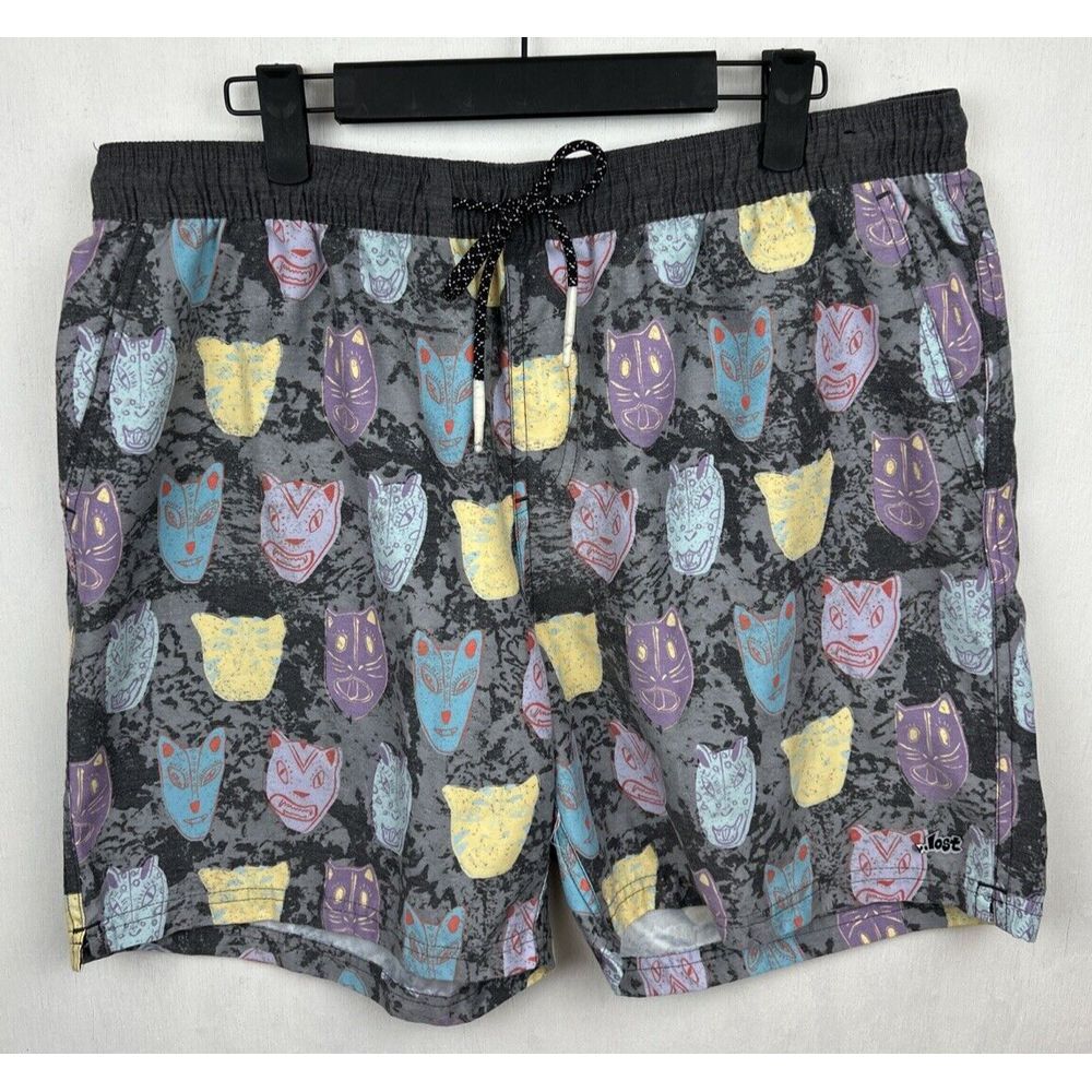 Lost Enterprises‎ Board Shorts Mens XL Multicolor Cats Casual Beach